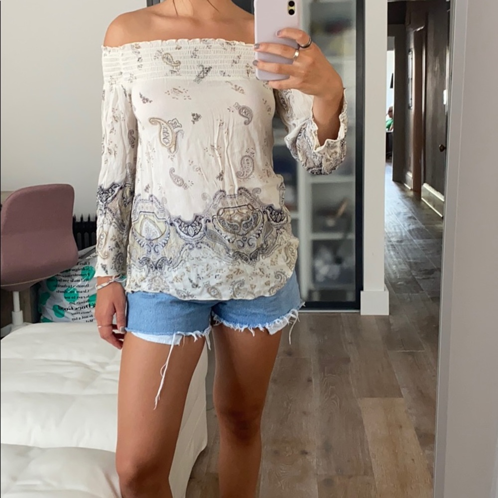 Patterned off shoulder blouse